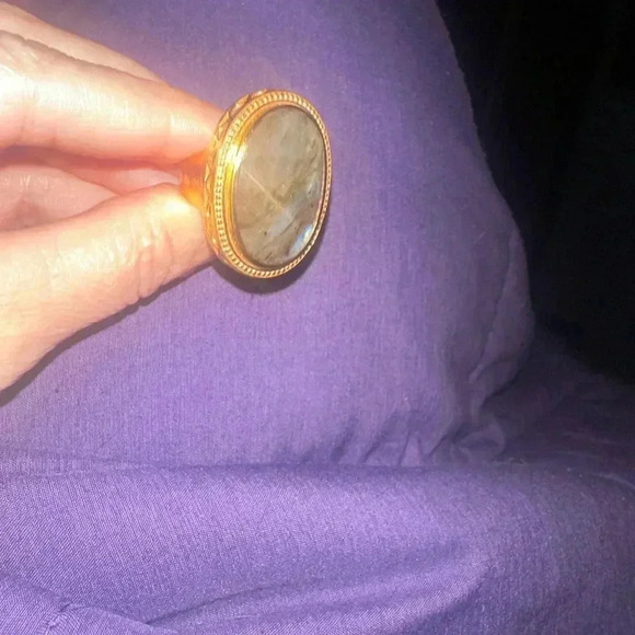 Gold plated Indian Labradorite, ring size 6 - Picture 8 of 8